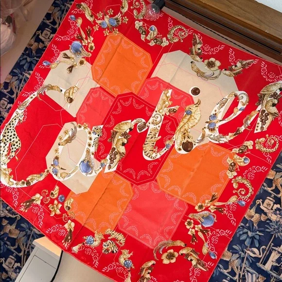 Cartier Red Silk Vintage Couture Scarf - Picture 5 of 8